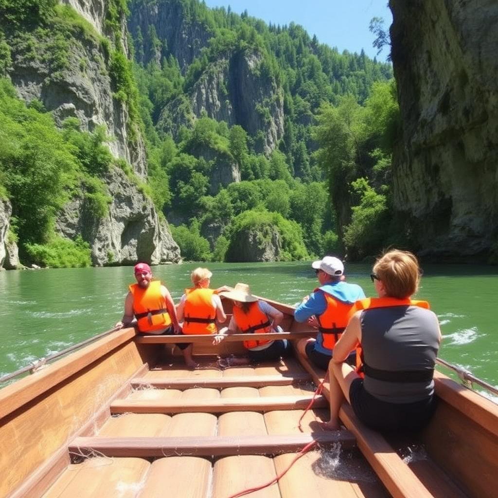On the wooden raft